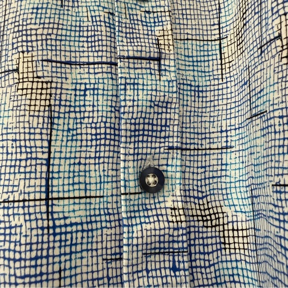 Jermyn & Bond Modern Fit Blue Geometric Cotton Button-Down Shirt Size L - Picture 6 of 16